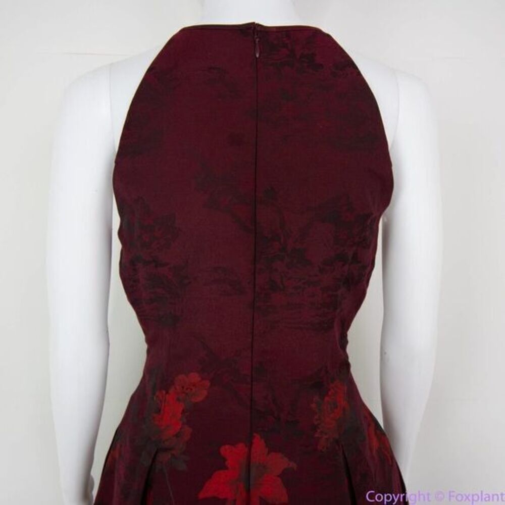 NEW White House Black Market Red Floral-Jacquard Fit-And-Flare Dress - Picture 7 of 16